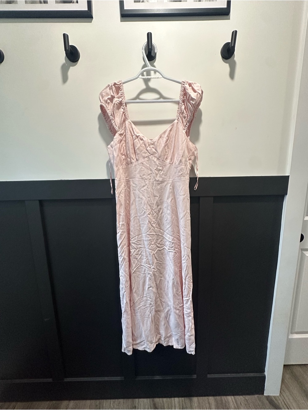 Blush Pink Satin Midi Dress